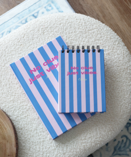 Alternative view of No Clue, Just Vibes Pink Personalised Hardback Notebook - A5 or A6 - Ruled, Plain or Planner