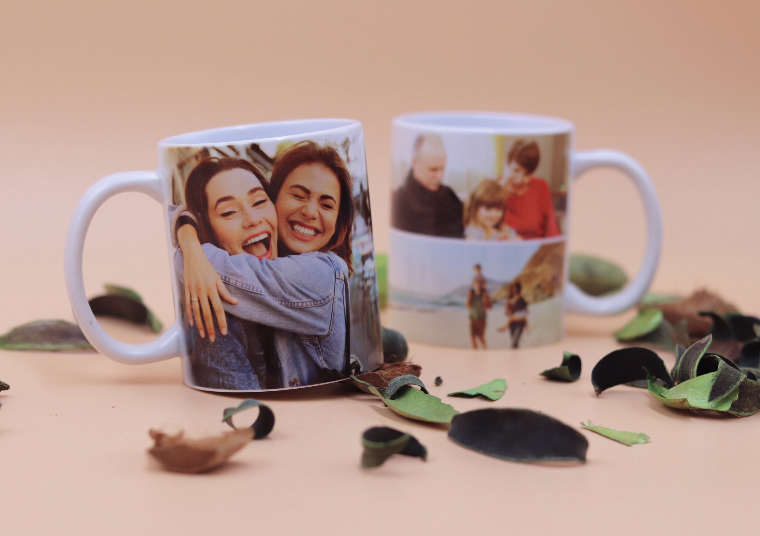 Mugs Display with pictures of friends