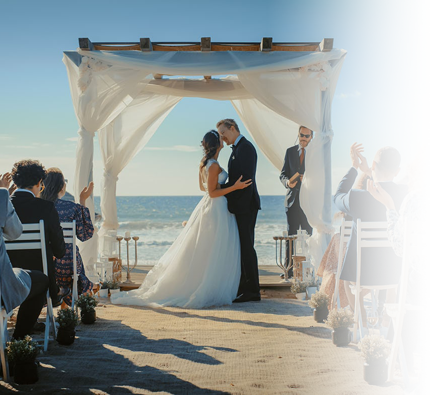 Semi transparent beach wedding