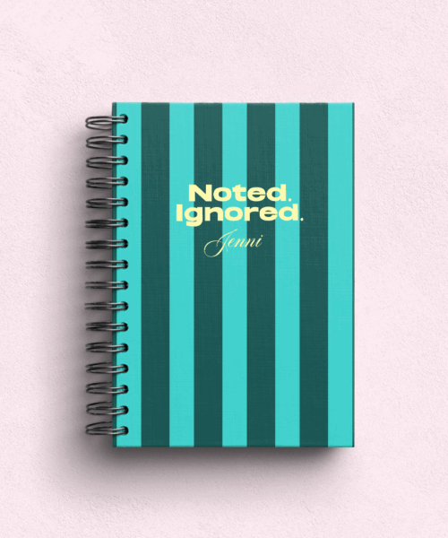 Noted. Ignored. Personalised Hardback Notebook - A5 or A6 - Ruled, Plain or Planner