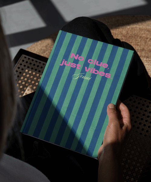 Alternative view of No Clue, Just Vibes Pink Personalised Hardback Notebook - A5 or A6 - Ruled, Plain or Planner