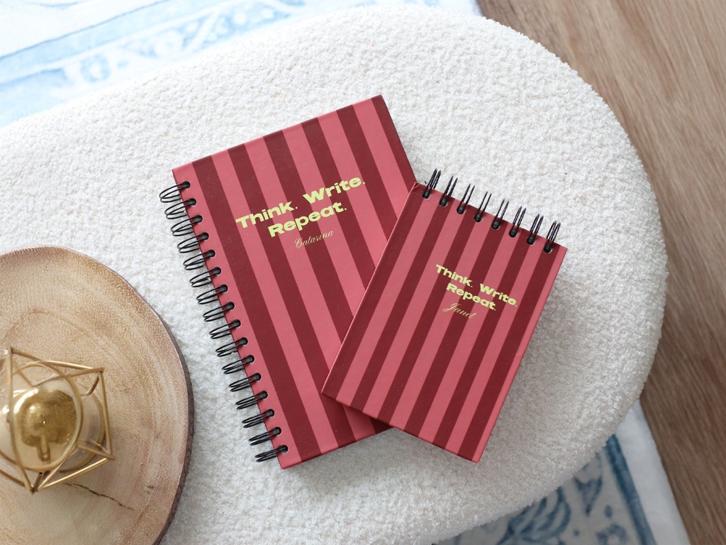 Think. Write. Repeat. Personalised Hardback Notebook - A5 or A6 - Ruled, Plain or Planner - Image 2
