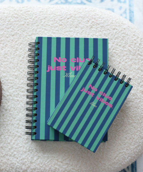 Alternative view of No Clue, Just Vibes Pink Personalised Hardback Notebook - A5 or A6 - Ruled, Plain or Planner