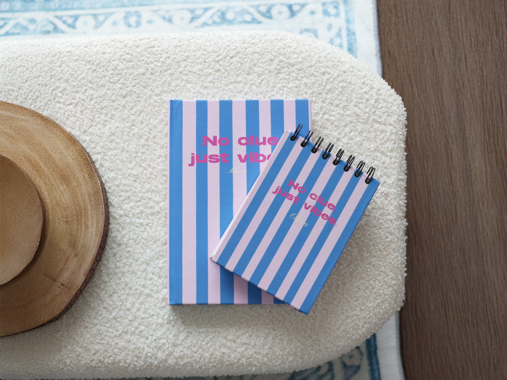 No Clue, Just Vibes Pink Personalised Hardback Notebook - A5 or A6 - Ruled, Plain or Planner - Image 5