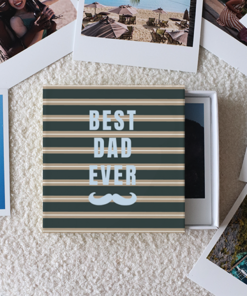 Best Dad Ever Striped Photo Prints Box