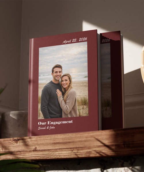 Our Engagement Red Hardcover Photobook